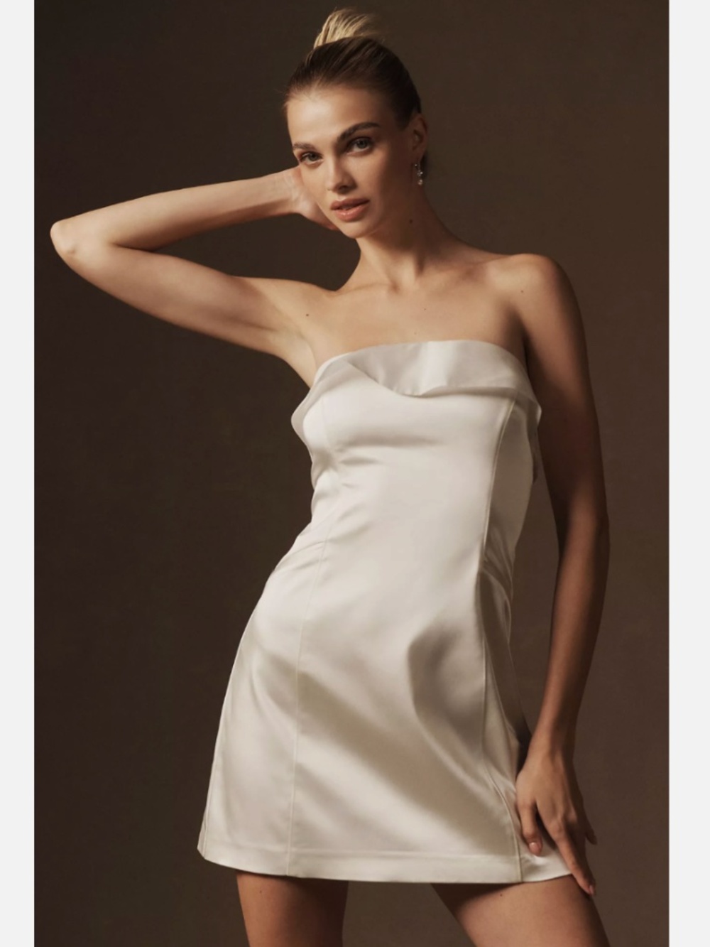 NWT BHLDN CLEAN STRAPLESS ORGANZA FOLDOVER DETAIL MINI DRESS